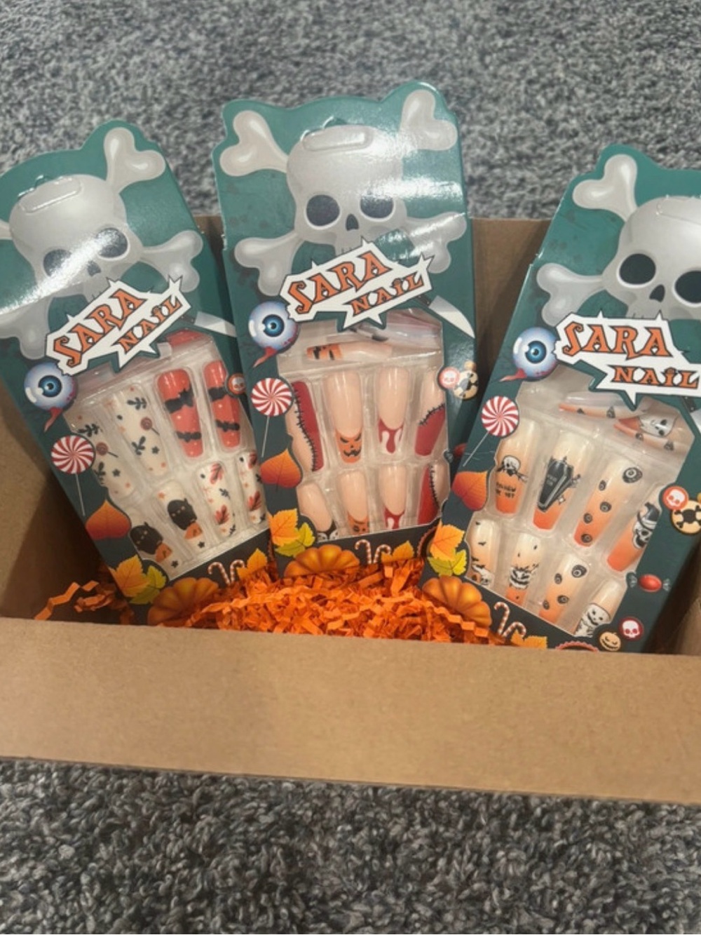 Lot of 3 Halloween Press-On Nail gift set